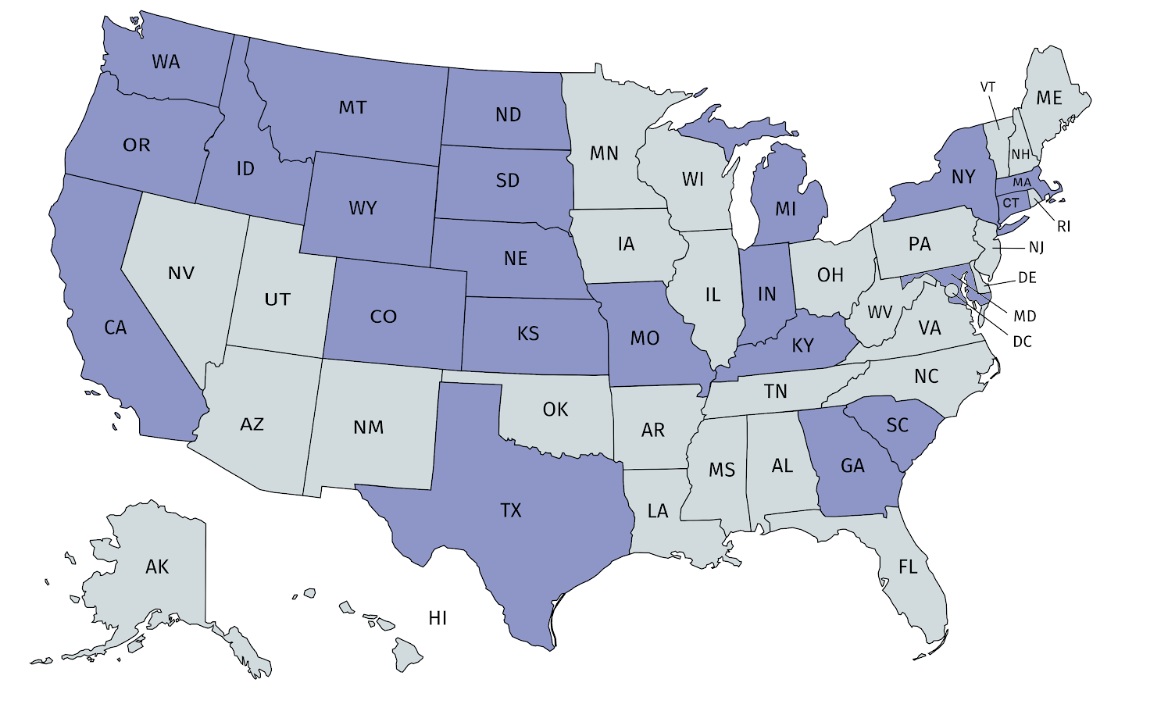 Map of States PEBC Works With