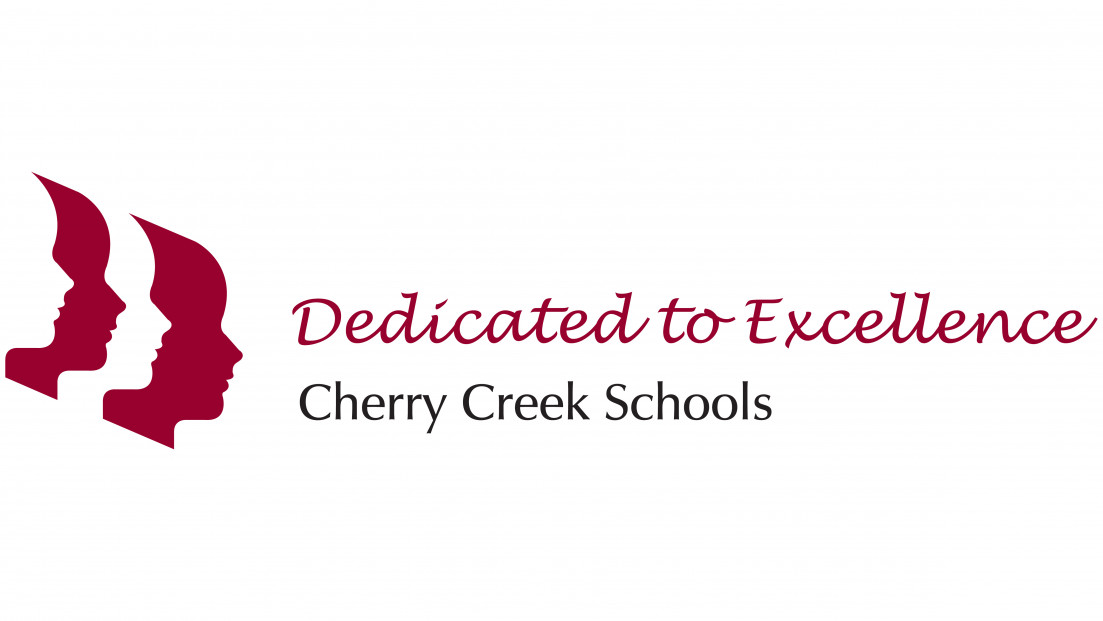 Cherry Creek Schools logo with two red profiles and the text "Dedicated to Excellence" in red.